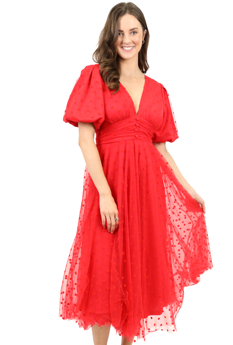 CELYN MIDI DRESS RED