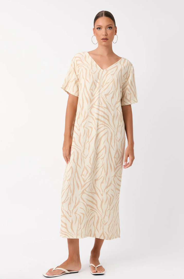 ADORNE ABIGAIL V NECK DRESS