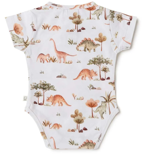 SNUGGLE HUNNY DINO SHORT SLEEVE ORGANIC BODYSUIT