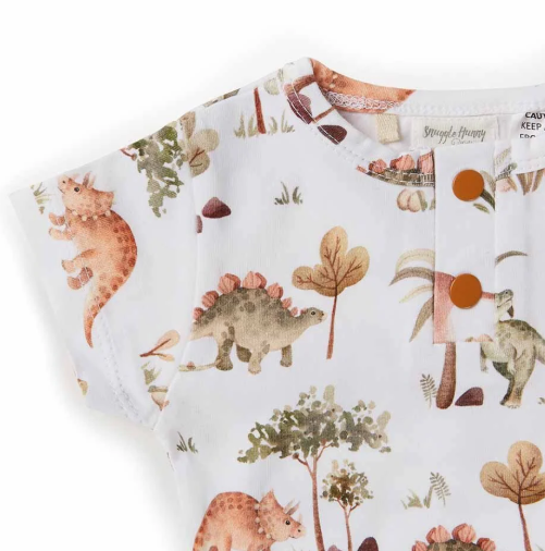 SNUGGLE HUNNY DINO SHORT SLEEVE ORGANIC BODYSUIT