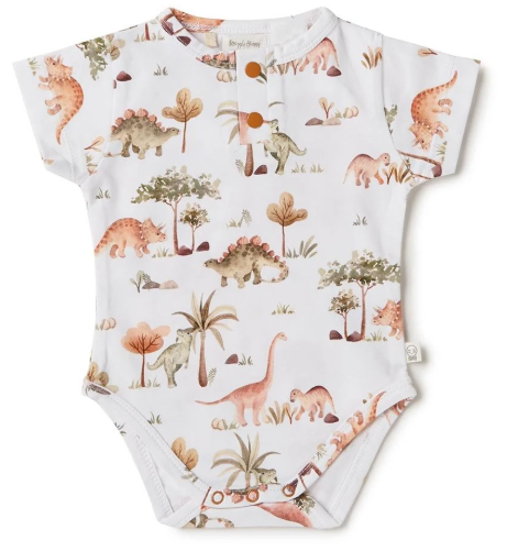 SNUGGLE HUNNY DINO SHORT SLEEVE ORGANIC BODYSUIT