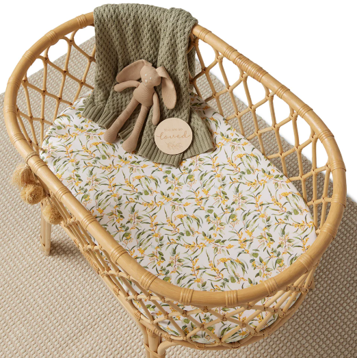 SNUGGLE HUNNY GOLDEN WATTLE ORGANIC BASSINET SHEET & CHANGE COVER