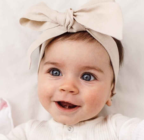 SNUGGLE HUNNY NATURAL PRE-TIED LINEN BOW BABY & TODDLER