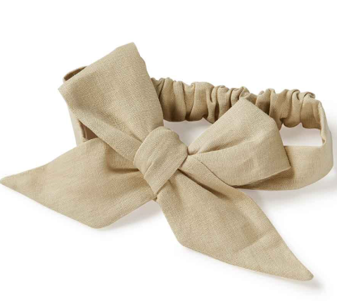 SNUGGLE HUNNY NATURAL PRE-TIED LINEN BOW BABY & TODDLER