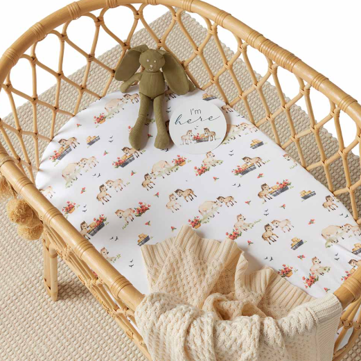 SNUGGLE HUNNY PONY PALS ORGANIC BASSINET SHEET/PAD CHANGE PAD COVER
