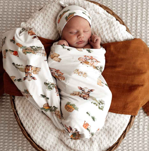 SNUGGLE HUNNY FARM ORGANIC SNUGGLE SWADDLE & BEANIE SET