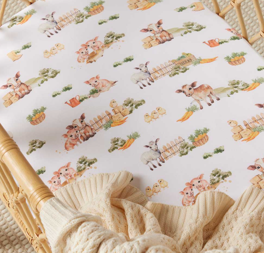 SNUGGLE HUNNY FARM BASSINET SHEET/CHANGE PAD COVER