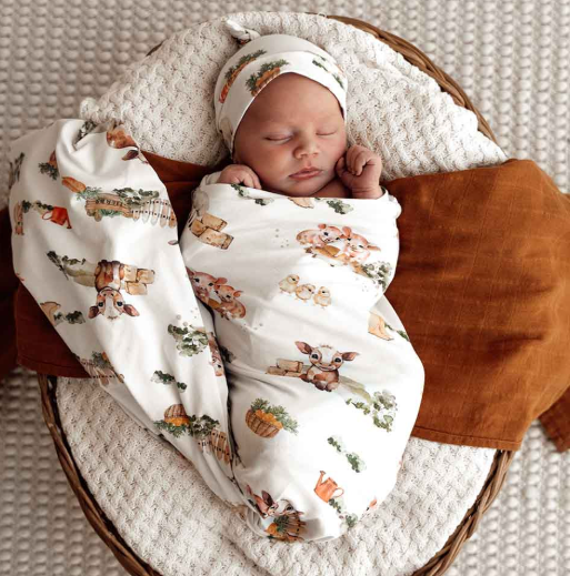 SNUGGLE HUNNY FARM ORGANIC JERSEY WRAP & BEANIE SET