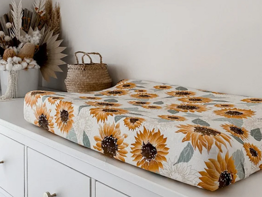 SUNFLOWERS BASSINET/SHEET/CHANGE MAT COVER