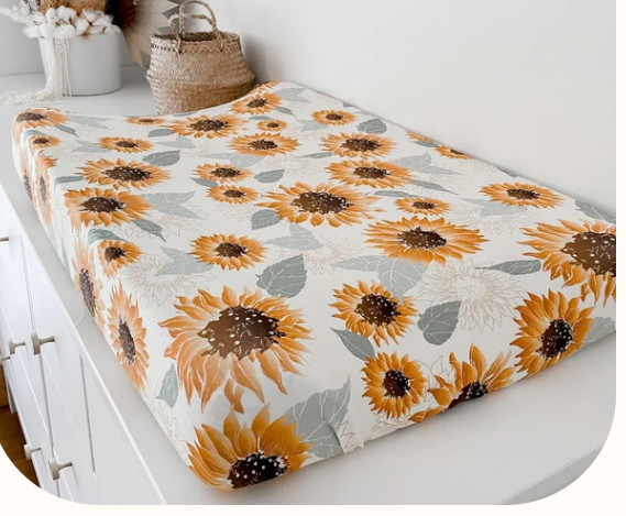 SUNFLOWERS BASSINET/SHEET/CHANGE MAT COVER