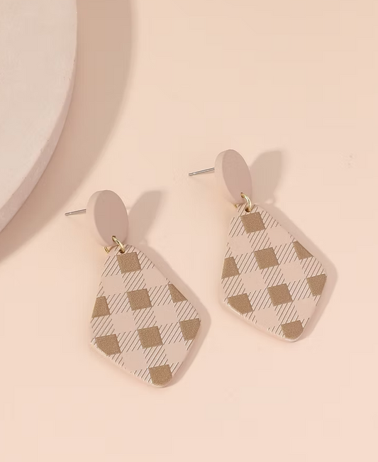 E01563 JE CLAY GINGHAM EARRING