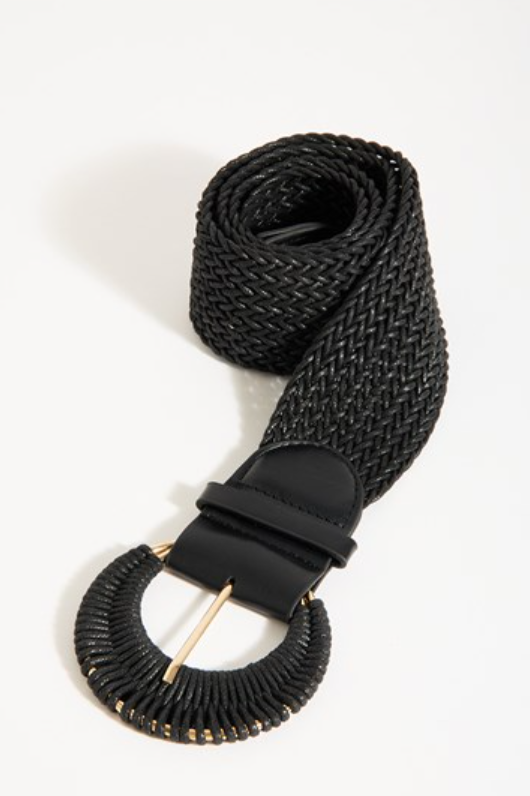 ADORNE PLAITED CORD BELT BLK