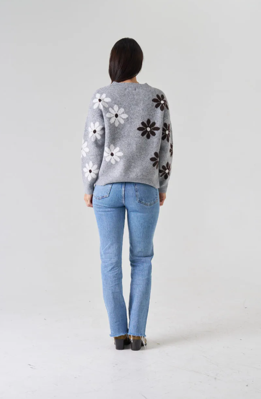 HQ LIKA GREY FLOWER KNIT