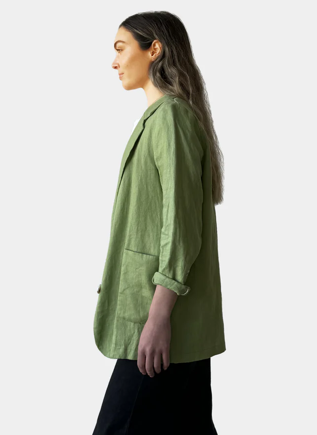 AMYIC LINEN BLAZER GREEN