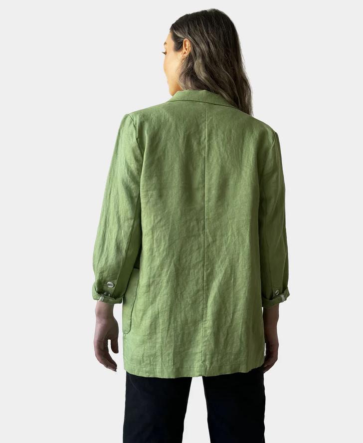 AMYIC LINEN BLAZER GREEN