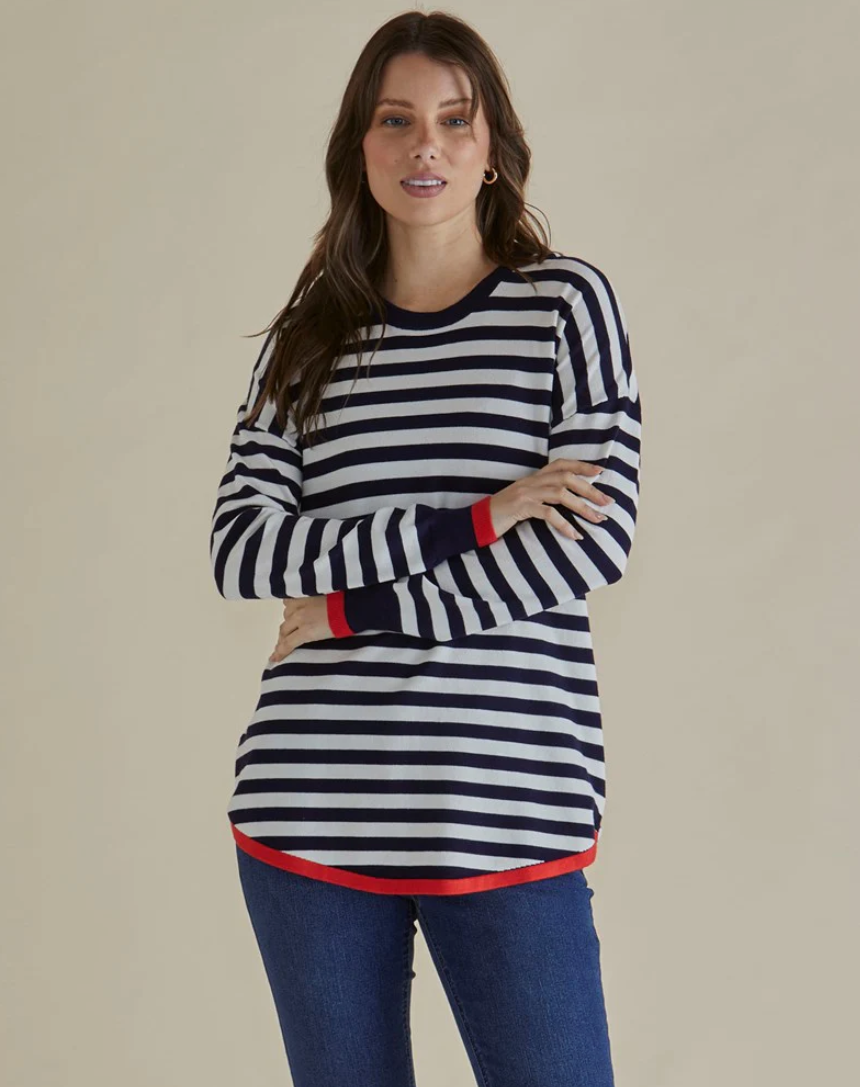 BETTY BASICS SOPHIE KNIT JUMPER NAVY STRIPE