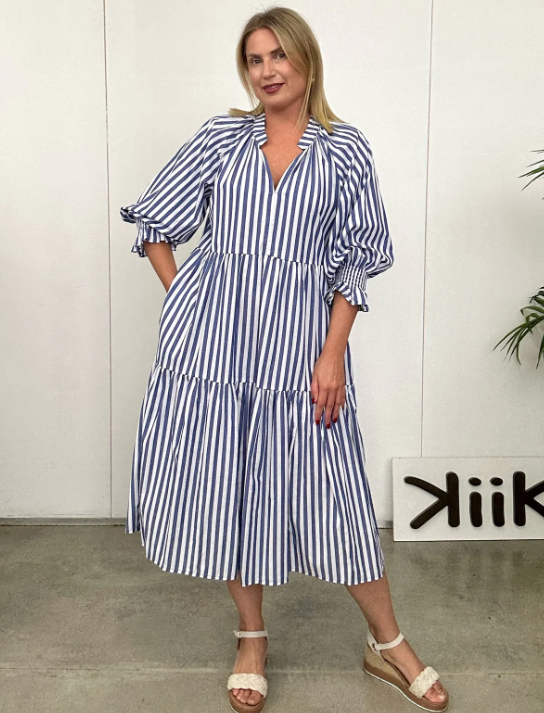 KIIK LUXE FRANCES STRIPE DRESS NAVY