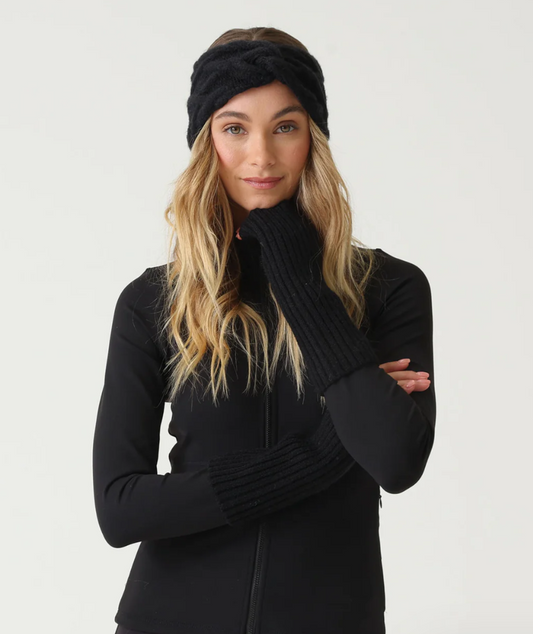 MICHELLE CABLE KNIT HEADBAND BLACK
