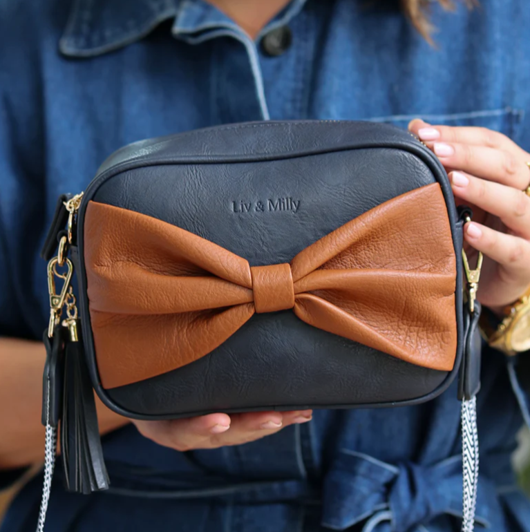 LIV&MILLY SALLY BOW NAVY/ TAN BOW