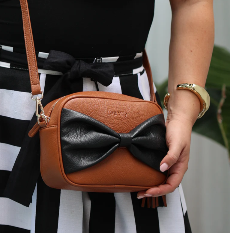 LIV&MILLY SALLY BOW TAN/ BLACK BOW