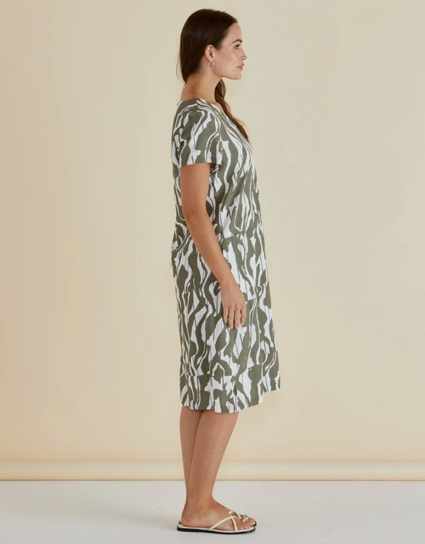 BETTY BASICS ELWOOD DRESS OLIVE PRINT