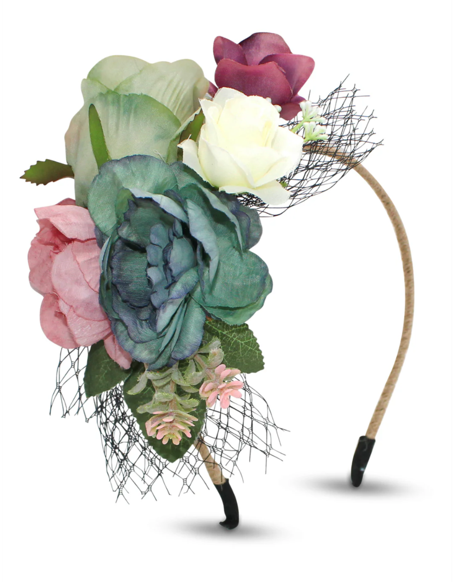 CLAUDIA FLOWER CROWN HEADBAND BLUE