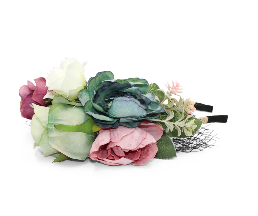 CLAUDIA FLOWER CROWN HEADBAND BLUE