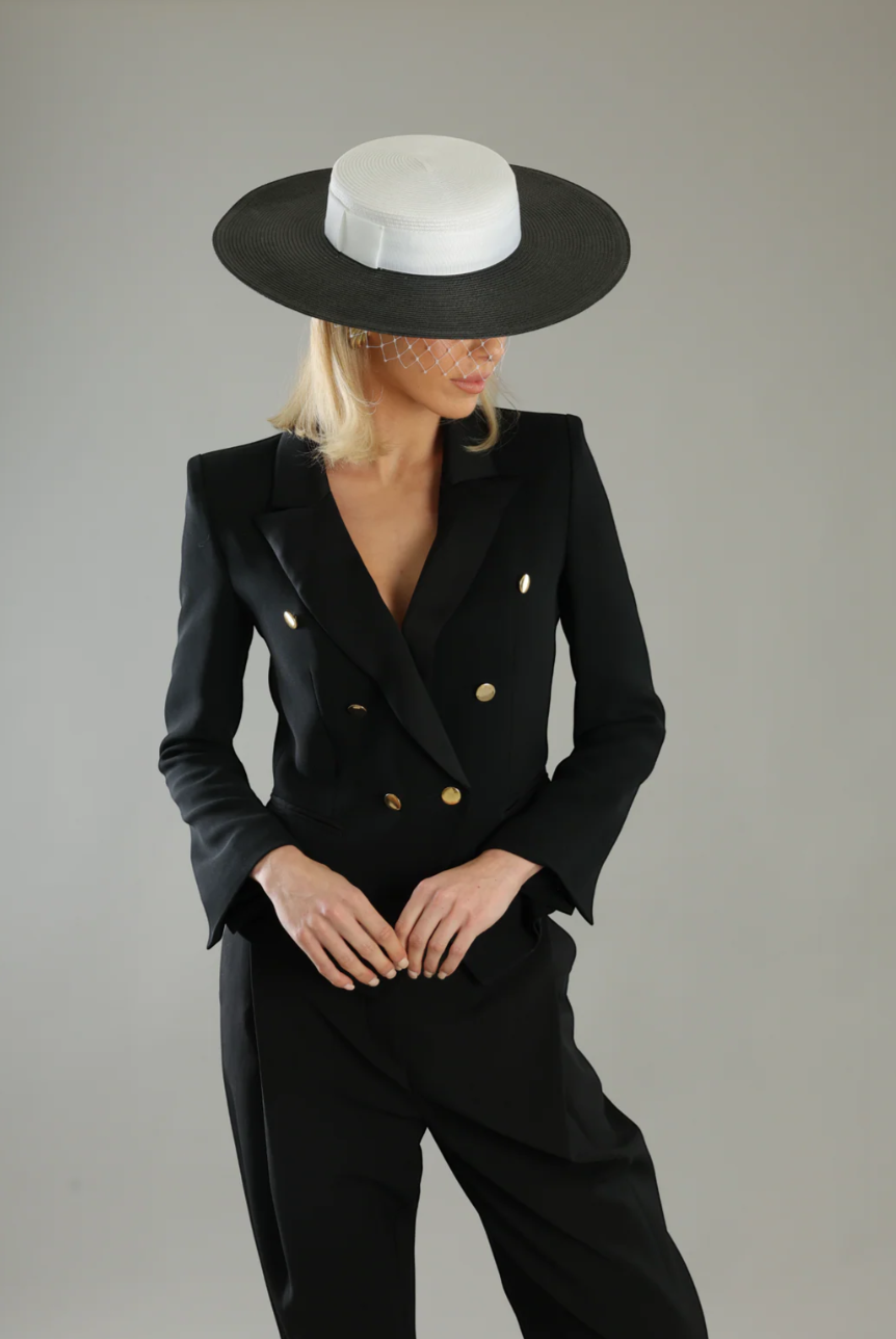 DOMINO BOATER BLACK & WHITE