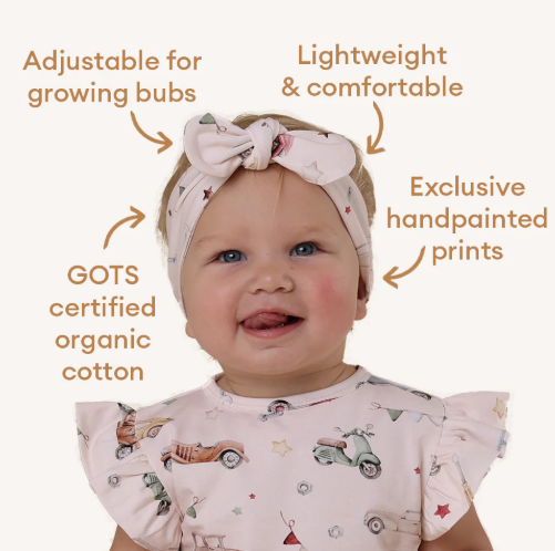 SNUGGLE HUNNY VINTAGE CAR ORGANIC TOPKNOT