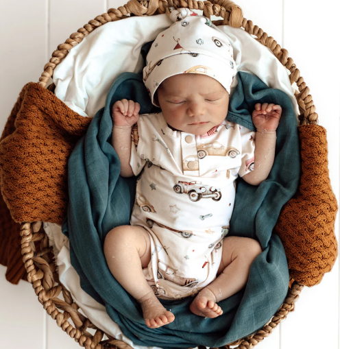 SNUGGLE HUNNY VINTAGE CARS SHORT SLEEVE BODYSUIT