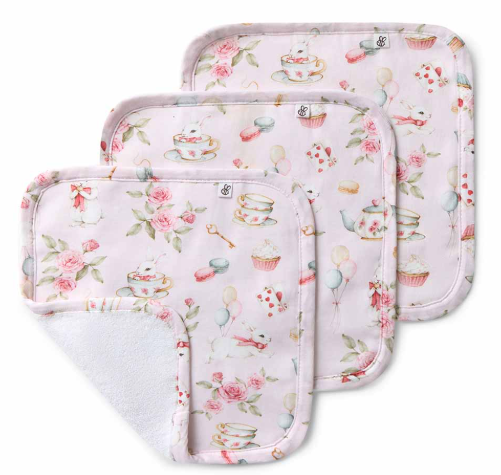 SNUGGLE HUNNY ALICE'S TEA PARTY WASH CLOTHS 3 PACK