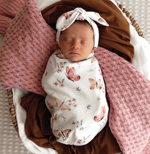 SNUGGLE HUNNY BUTTERFLY SWADDLE&TOPKNOT SET