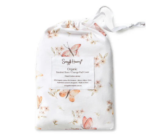 SNUGGLE HUNNY BUTTERFLY BASSINET SHEET/CHANGE PAD COVER