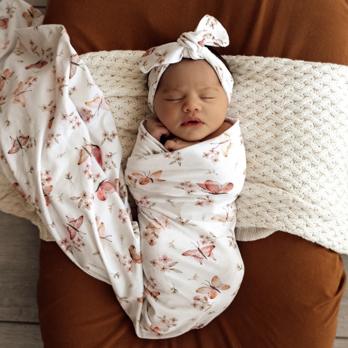 SNUGGLE HUNNY BUTTERFLY JERSEY WRAP & TOPKNOT SET