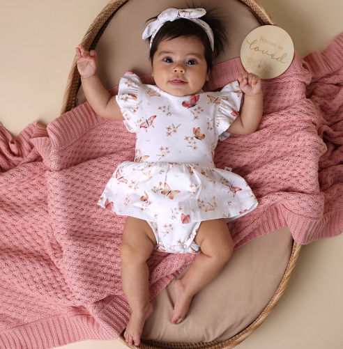 SNUGGE HUNNY BUTTERFLY SHORT SLEEVE DRESS