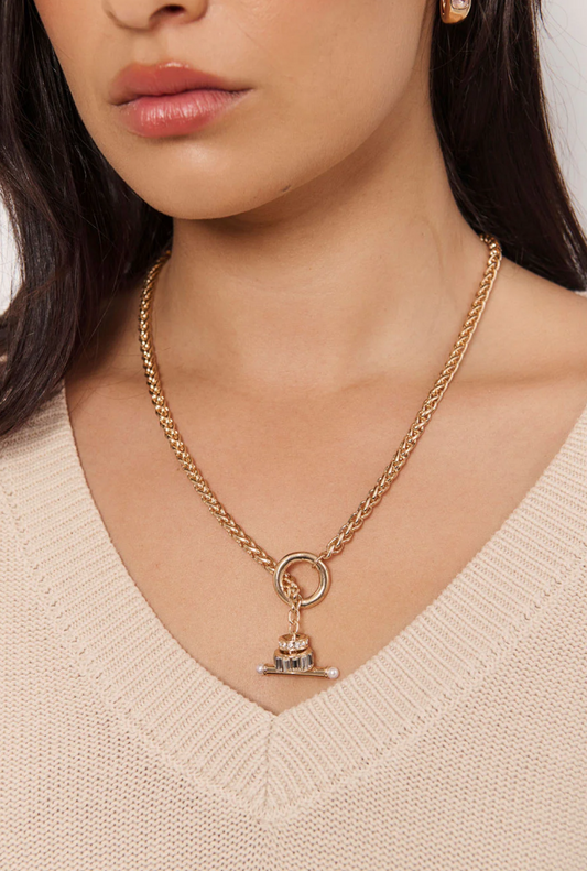 CHAIN DIAMANTE FOB NECKLACE GOLD