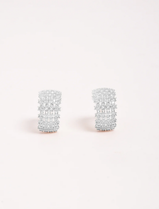 MINI DIAMONTE ROWS HOOPS SILVER