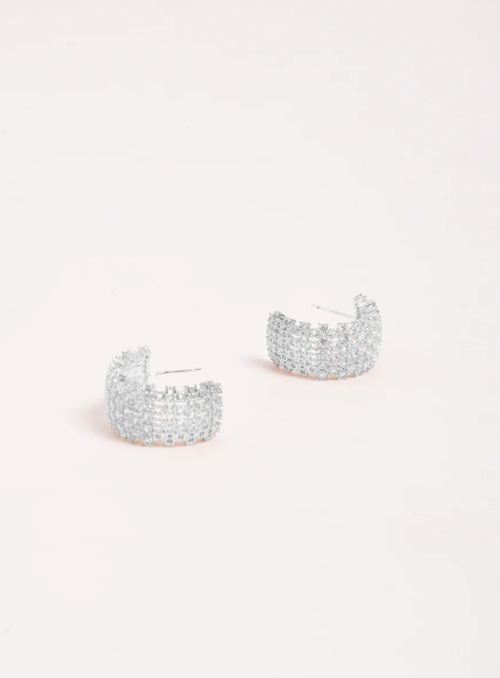 MINI DIAMONTE ROWS HOOPS SILVER