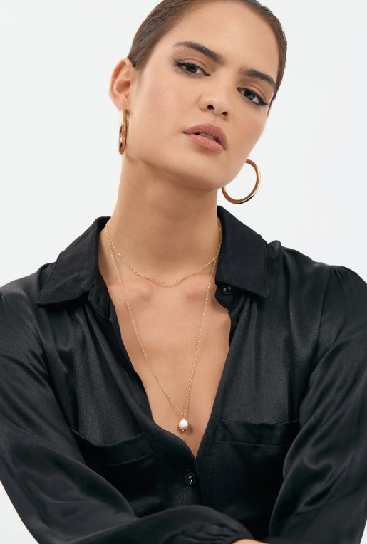 PEARL DROP LAYER NECKLACE GOLD