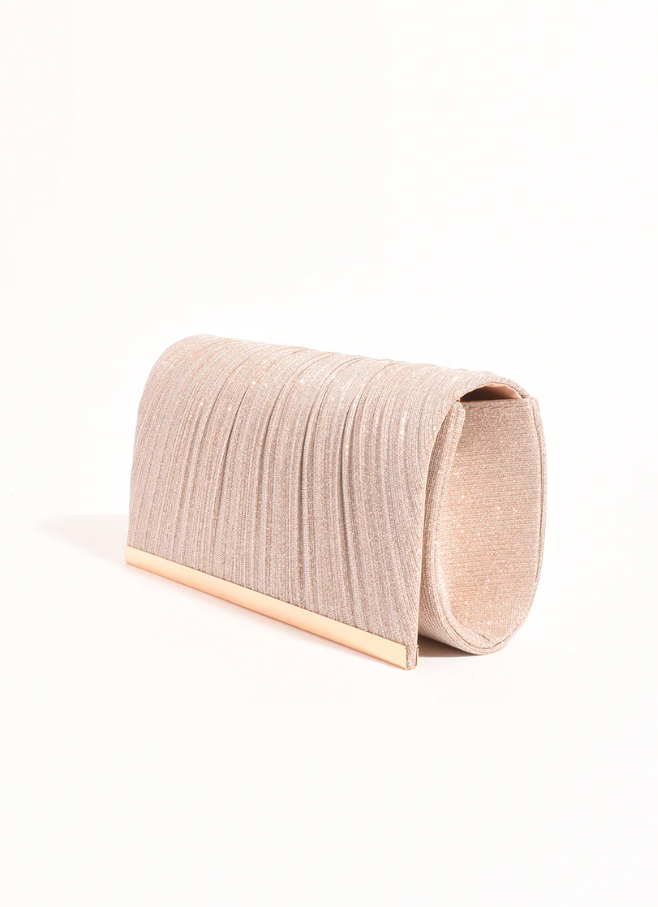 LINNIE PLEAT FOLD OVER CLUTCH CHAMPAGNE