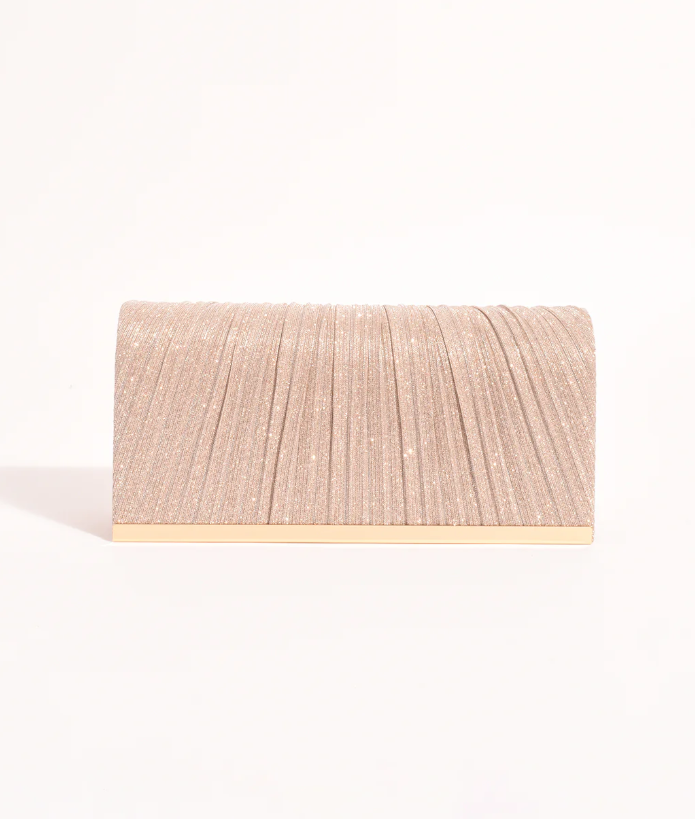 LINNIE PLEAT FOLD OVER CLUTCH CHAMPAGNE