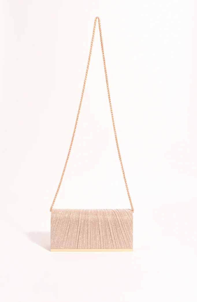 LINNIE PLEAT FOLD OVER CLUTCH CHAMPAGNE