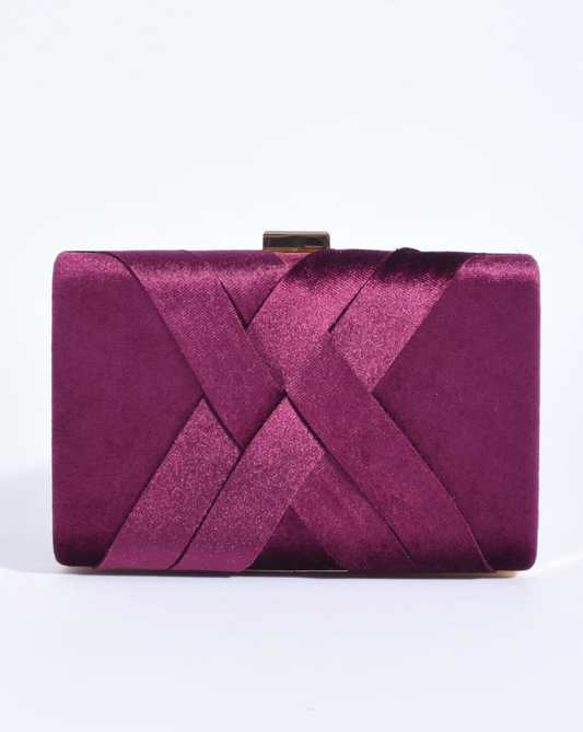 MARJORIE VELVET CLUTCH BERRY
