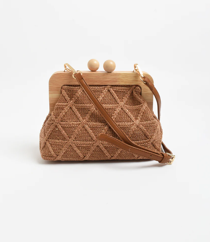 TARA WEAVE TIMBER CLUTCH
