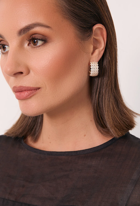 MINI DIAMANTE HOOP EARRINGS GOLD