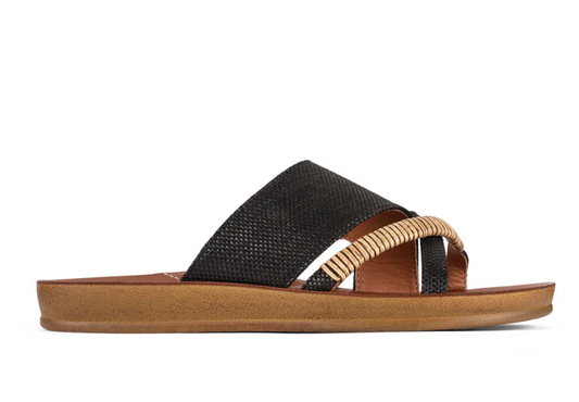 LOS CABOS BRIDE SANDAL BLACK RAFFIA