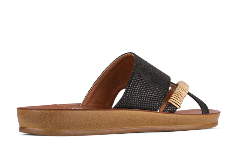 LOS CABOS BRIDE SANDAL BLACK RAFFIA
