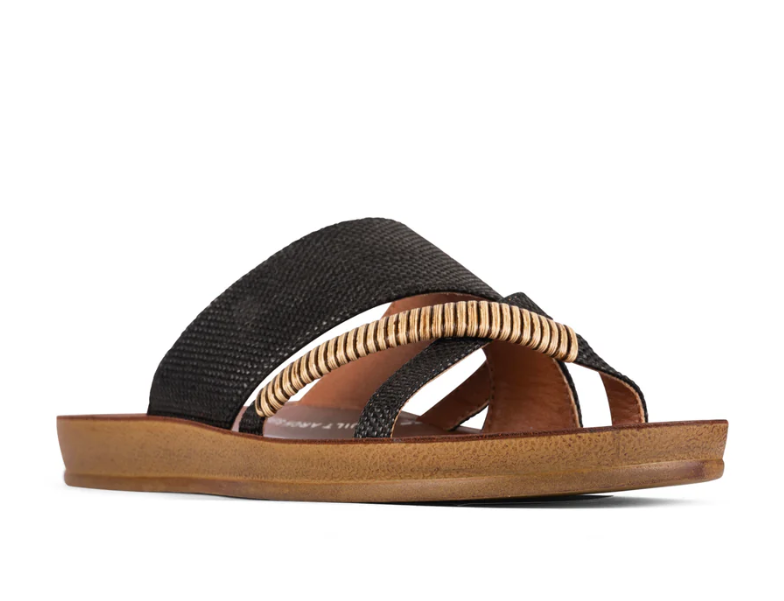 LOS CABOS BRIDE SANDAL BLACK RAFFIA