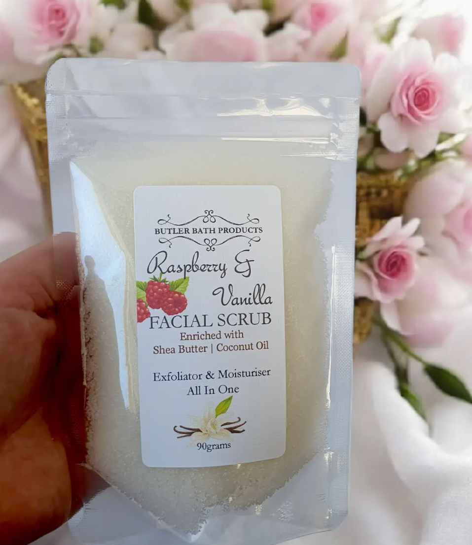 Sour Blue Raspberry Scrub RASPBERRY & VANILLA FACIAL SCRUB – WILDE' N PRETTY