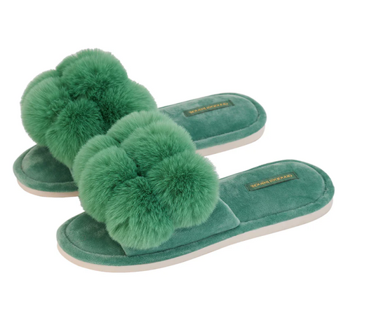 COSY LUXE SLIPPER POM POM SPEARMINT LGE